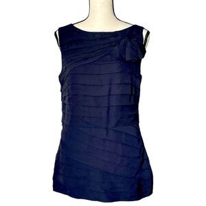 TORY BURCH WALTRAUD SILK NAVY BLUE TOP SZ: 6